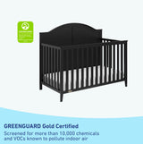 Graco Wilfred 5-in-1 Convertible Crib (Black) – GREENGUARD Gold Certified, Converts to Toddler Bed and Full-Size Bed, Fits Standard Full-Size Crib Mattress, Adjustable Mattress Support Base Graco