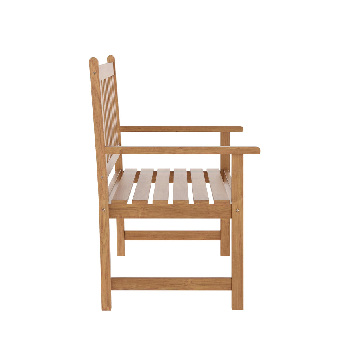 Flash Furniture Adele Commercial Grade Indoor/Outdoor Patio Acacia Wood Bench, 2-Person Slatted Seat Loveseat for Park, Garden, Yard, Porch, Set of 1, Brown Flash Furniture