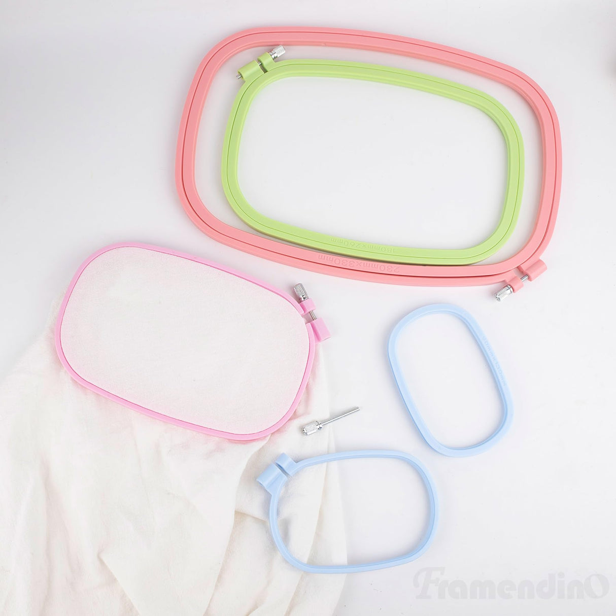 Framendino, 5 Pack Size Square Embroidery Hoops Plastic Cross Stitch Hoop Reusable Frames Rings for DIY Sewing Project(5 Colors2) Framendino