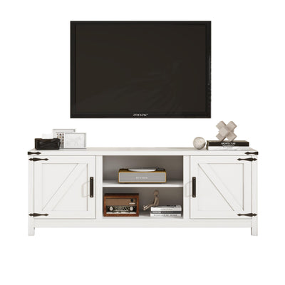 Panana Modern Farmhouse TV Stand for 65 inch TV, Entertainment Center with Storage and Open Shelves, Wood TV Stands TV Table Stand for Living Room, Bedroom (White, for 32"-65" TV)