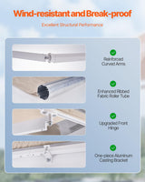 VEVOR Manual Retractable Awning, 12 x 10 ft Outdoor Patio Awning Retractable Sun Shade, Patio Door Window Water-Resistant Polyester Awning Sunshade Shelter with Crank Handle for Balcony, Backyard VEVOR