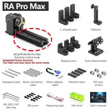 SCULPFUN RA Pro Max 4 in 1 Rotary Roller Chuck, Laser Roller Engraving Machine, 180° Adjustable Angle Dual Wheel Extension Bracket Cylindrical Object Processing for S9 S30 Ultra Series Laser Engraver SCULPFUN