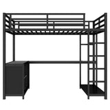Bellemave Full Size loft Bed with L Desk, Wardrobe, Metal Full Loft Bed Frame for Adults, Kids, Teens, Black Bellemave