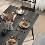 VINGLI 55in Modern Dining Table Set for 6, Rectangular Kitchen Dining Table, Bench, 6 Piece Wooden Dinner Table Set with Upholstered Chairs for Kitchen, Dining Room, Apartment - Dark Grey VINGLI