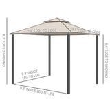Outsunny 9.6' x 9.6' Patio Gazebo, Outdoor Canopy Shelter with 2-Tier Roof and Netting, Steel Frame for Garden, Lawn, Backyard, and Deck, Taupe Outsunny