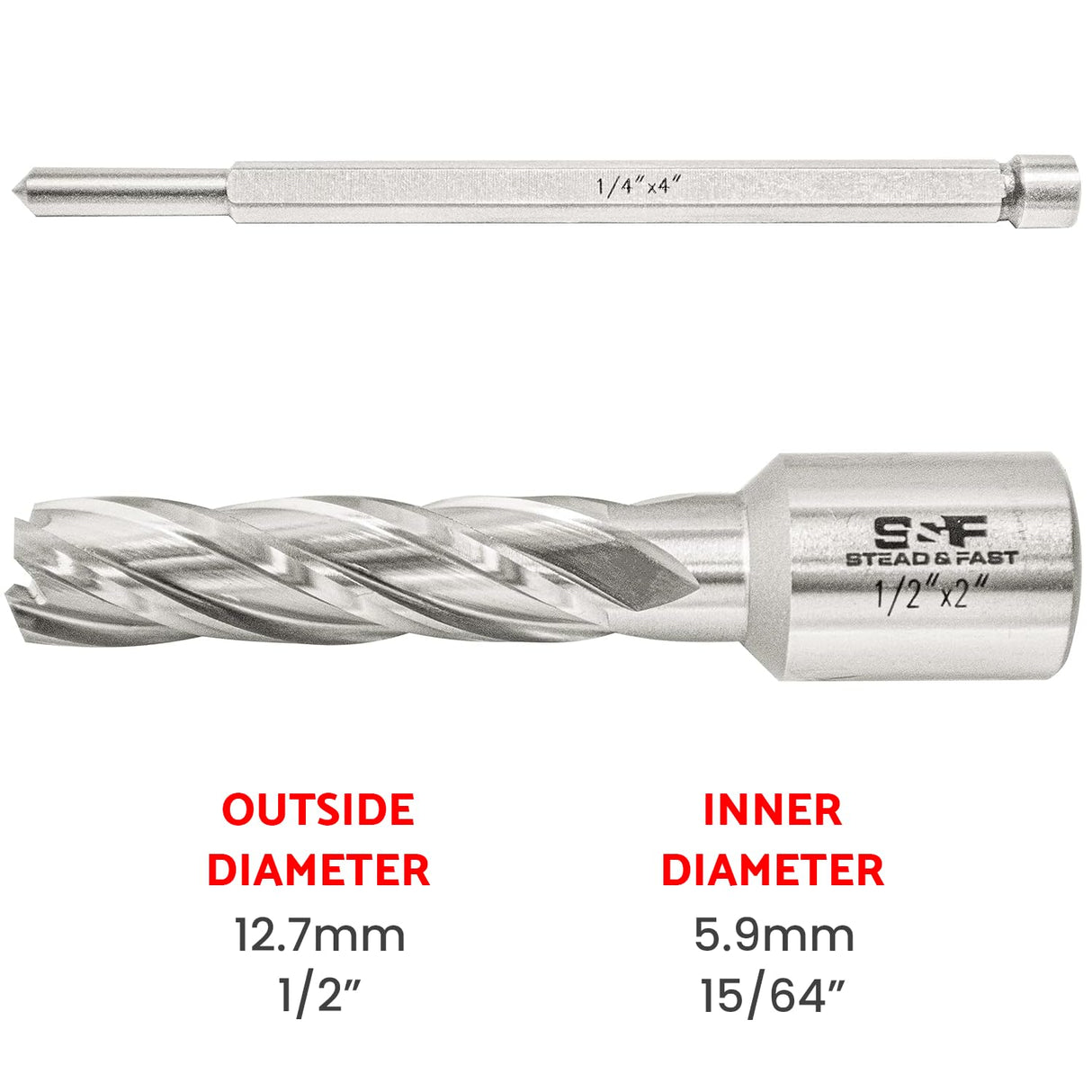 Annular Cutter 1/2" Diameter x Depth of Cut 2", Mag Drill Bits by S&F STEAD & FAST S&F STEAD & FAST