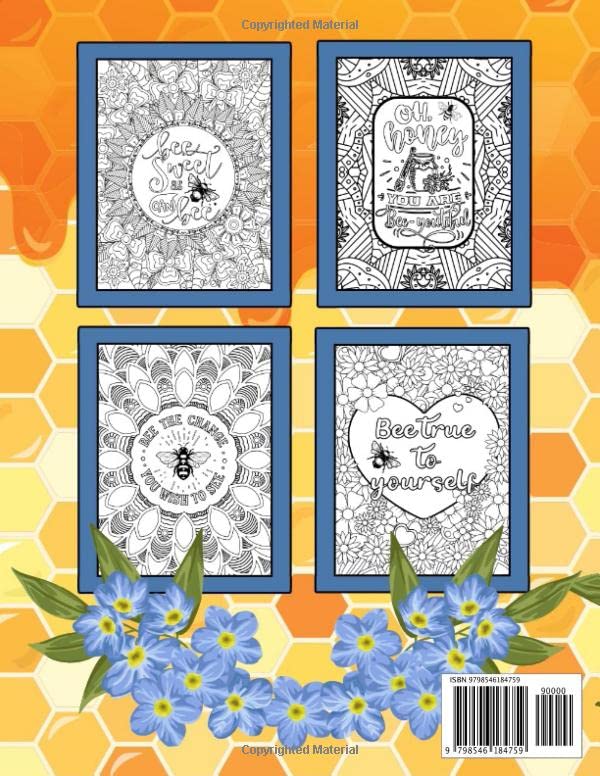 Honey Bee Coloring Book: Motivational Sayings & Beautiful Unique Illustrations For Adults WoodArtSupply