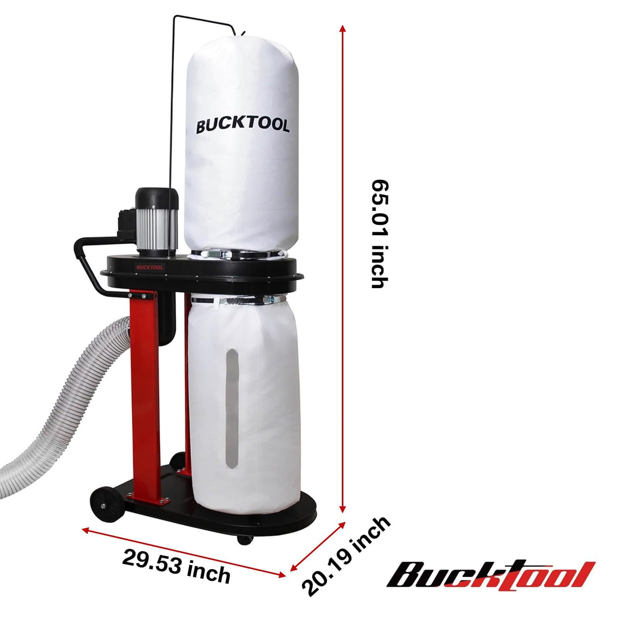 BUCKTOOL 1.2 HP Auto Start 750CFM Dust Collector with 3 Dust Collection Bag, 5.4 Cubic Bag Capacity and 5 PCS Reducer for Woodworking Bucktool