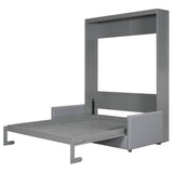 P PURLOVE Queen Wood Murphy Bed with Sofa, Wall Bed Without Slats, No Box Spring Needed (Gray) P PURLOVE