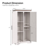 Befrases 47" Kitchen Pantry Cabinet, Farmhouse Storage Cabinet with Barn Doors and Adjustable Shelves, Freestanding Kitchen Hutch,Wood Cupboard for Living Room, Bathroom, Hallway, White Befrases