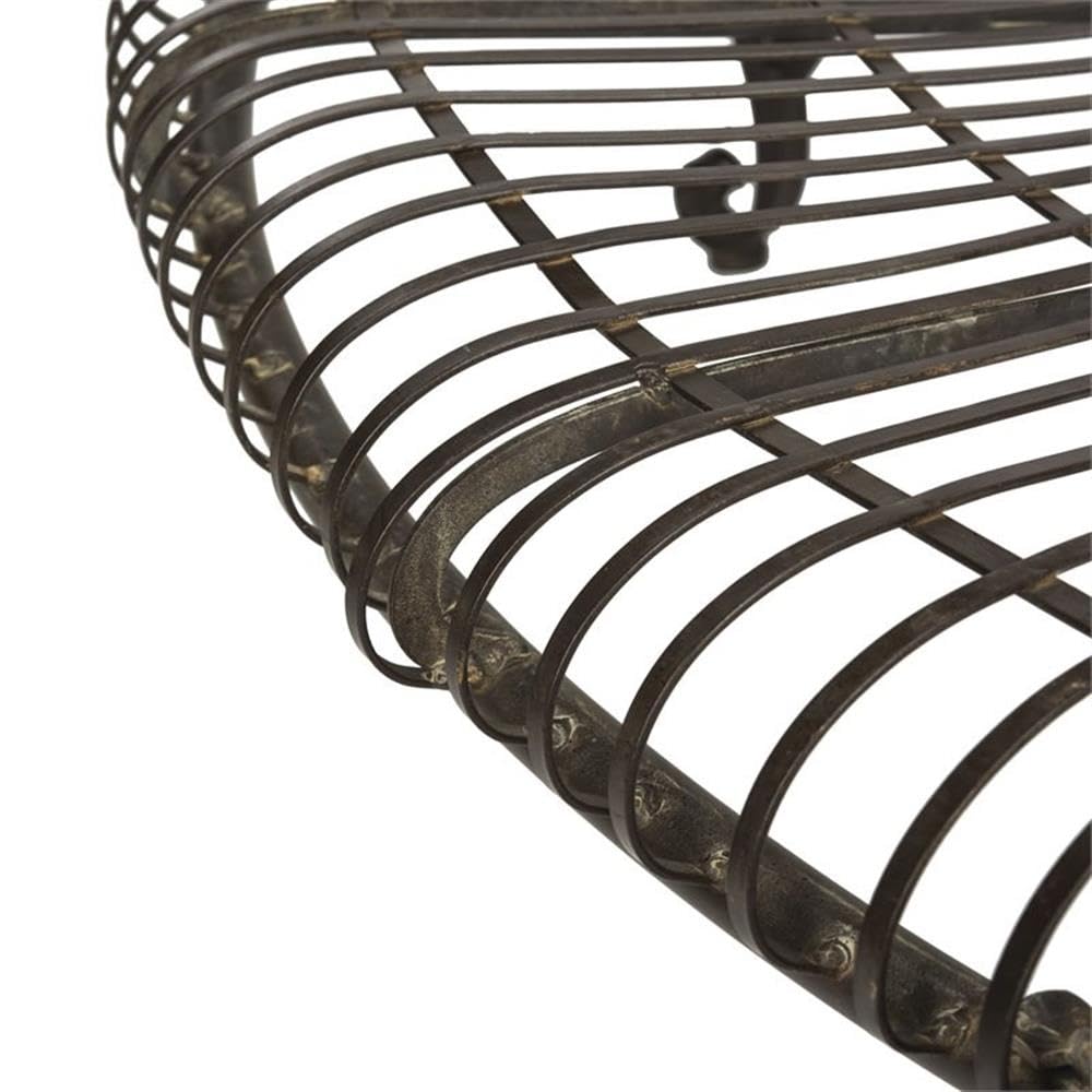 SAFAVIEH PAT5019A Collection Abia Antique White Wrought Iron 50" Outdoor Tree Bench SAFAVIEH