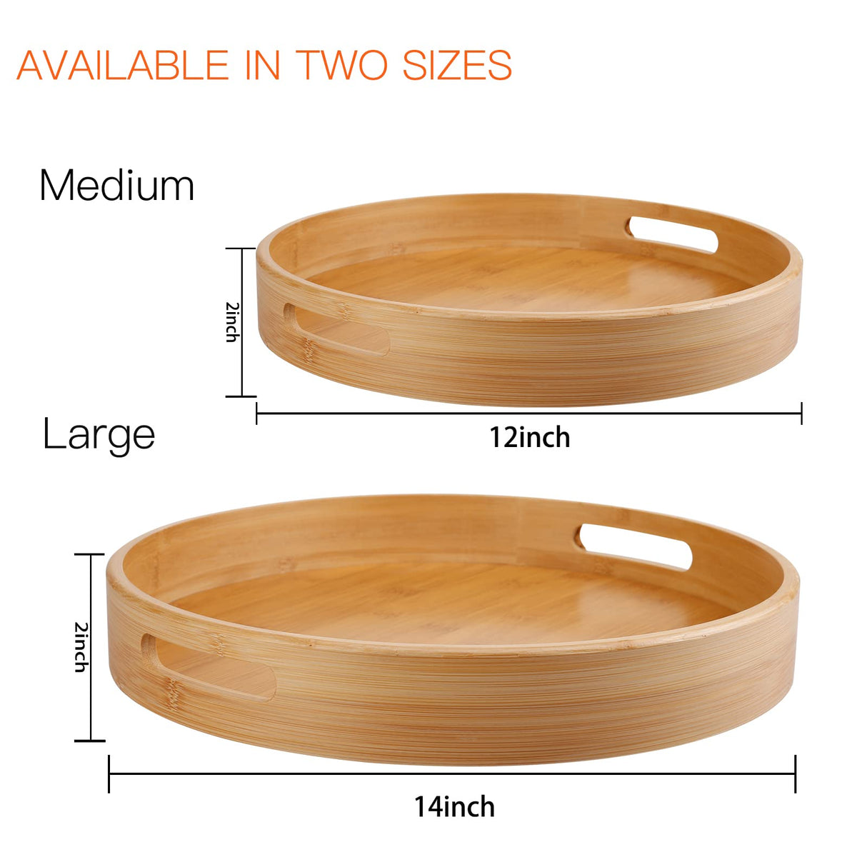 Lazy Susan Organizer 14 inch, Bamboo Lazy Susan for Table, Kitchen Turntable Organizer with Double Handles, Round Wood Rotating Turntable Spice Organizer for Countertop Cabinet or Pantry WEIFUTCH