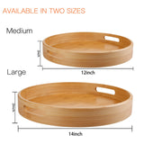 Lazy Susan Organizer 14 inch, Bamboo Lazy Susan for Table, Kitchen Turntable Organizer with Double Handles, Round Wood Rotating Turntable Spice Organizer for Countertop Cabinet or Pantry WEIFUTCH