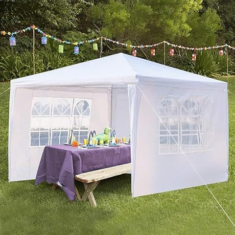10/20/30ft Party Tent Wedding Patio Gazebo Outdoor Carport Canopy Shade with/Without Side Removable Walls, Party Wedding BBQ Events Tent (White, 10x10ft) Generic