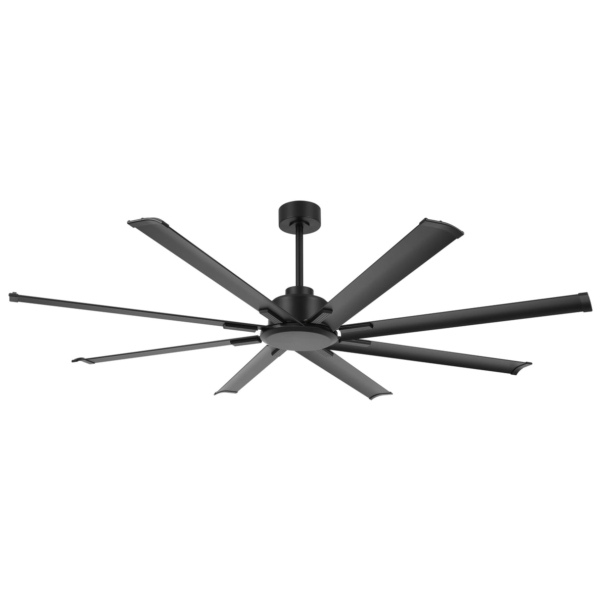 LEDLUX 72" Ceiling Fan No Light, Reversible DC Motor, 6 Speed Remote Control, Industrial 9 Aluminum Blades with 3 Downrods for Home or Commercial, Living Room/Warehouse Black LEDLUX