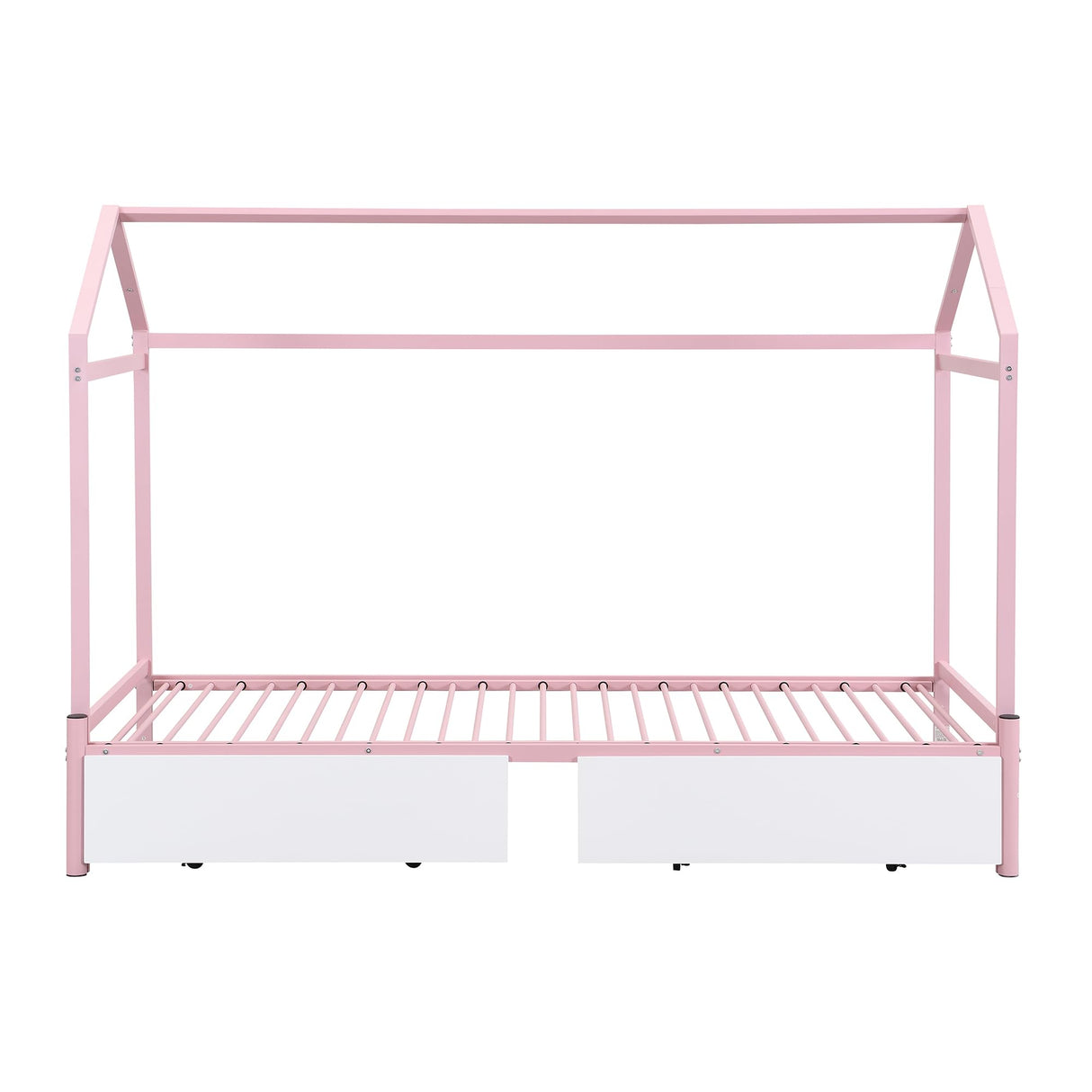HZSMHDZKJ Twin XL to King Metal Twin Size House Platform Bed with 2 Storage Drawers,Modern Bed Frame with Roof for Kids Teen Girls Boys Bedroom Furniture,No Box Spring Needed (Pink-010, Twin XL) HZSMHDZKJ
