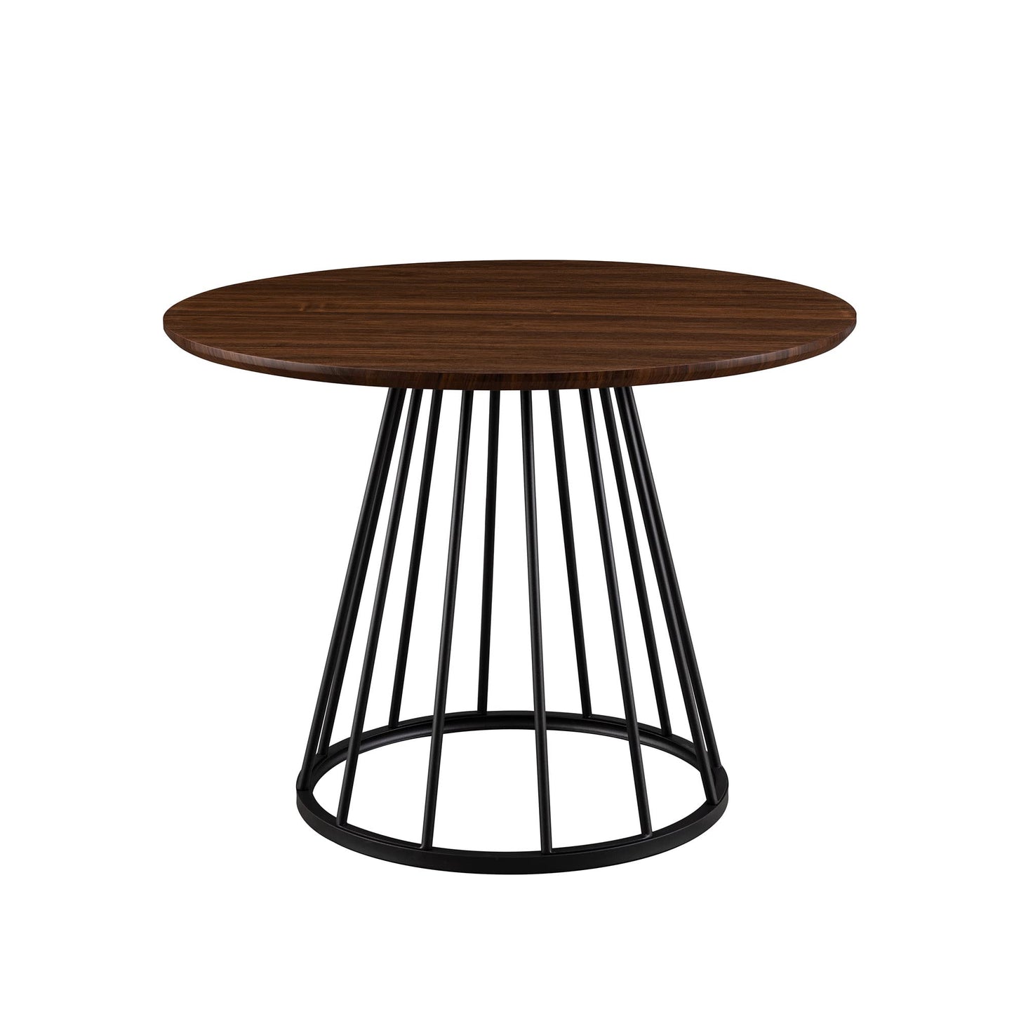 Walker Edison Vivv Modern Round Dining Table with Metal Base, 40 Inch, Dark Walnut/Black - WoodArtSupply