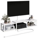 MAHANCRIS Floating TV Stand with Power Outlet, Wall-Mounted Entertainment Console Center with Storage, Floating TV Shelf for Under TV Storage, for Living Room, Bedroom, White TVBW101E01 MAHANCRIS