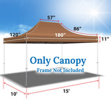 BenefitUSA 15'x10' Pop Up Canopy Top Canopy Tent Replacement Top Gazebo Tent Cover (Brown) BenefitUSA