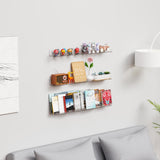 Yieach 4 Pack Acrylic Shelves for Wall Storage,No Drilling Adhesive Shelves,Clear Stick On Bathroom Wall Shelf Organizers,Plastic Floating Shelves for Perfume,Funko,Lego,Skincare,Bookshelf for Kids Yieach