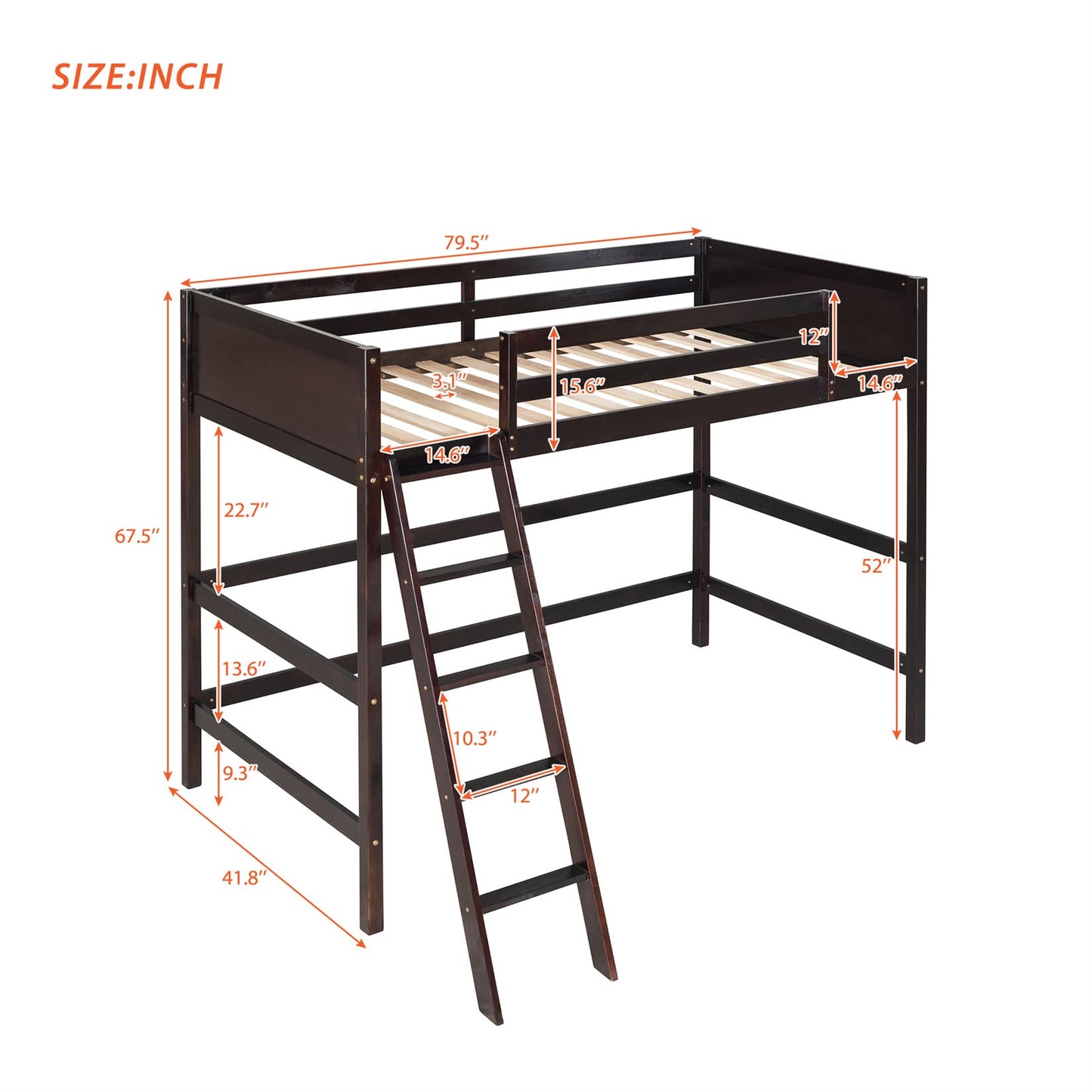 Espresso Twin Loft Bed by Harper & Bright Designs - Stylish and Space-Saving for Kids and Teens - WoodArtSupply