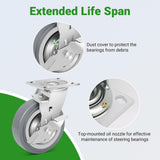 Nefish 6 Inch Heavy Duty Casters Wheels, Industrial Grade Thermoplastic Rubber Casters with Brake 4500 LBS, Ball Bearing Plate Swivel Castors Set of 4, Casters Wheels for Equipment, Industrial Nefish