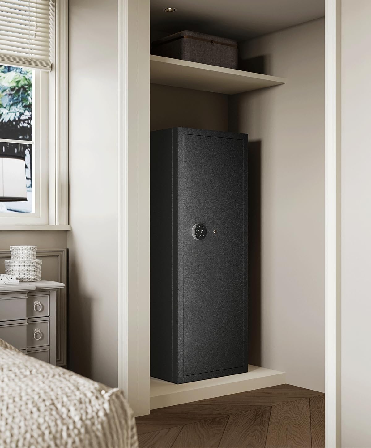 10-13 Gun Safe, Gun Safe for Rifles and Pistols, Gun Safes for Home Rifle and Pistols, Biometric Fingerprint Security, Fingerprint Gun Cabinet for Rifles and Password Lock Xyvaly