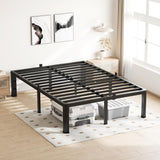 VIPSHOW 18 Inch Queen Bed Frame, 3500Lbs Heavy Duty Metal Platform with Round Corner Legs Mattress Slide Stopper, Steel Slat Support No Box Spring Needed, Noise Free, Non-Slip, Easy Assembly VIPSHOW