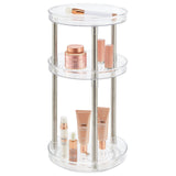 mDesign Spinning 3-Tier Lazy Susan 360 Rotating Makeup Organizer Storage Tower - Beauty Cosmetic Organization Caddy for Bathroom Vanity, Countertop, Makeup Table - Ligne Collection - Clear mDesign