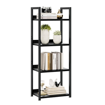 NUMENN Narrow Bookshelf, 4 Tier Bookshelves, Home Office Bookcase Shelf Storage Organizer, Free Standing Storage Shelving Unit for Bedroom, Living Room and Home Office, Black