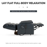 DYNOX 350 LBS Power Lift Recliner Chair for Elderly, Medium Size Dual Motor Lay Flat Infinite Positions Recliner with Heat & Massage (9188, Genuine Leather, Dark Blue) DYNOX