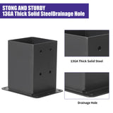 Nrspp 4x4 Post Base, 6 Sets Post Anchor, (Inner Size 3.5"x3.5") Black Metal Powder-Coated Deck Post Base Support for Outdoor Fence,Mailbox,Pergola Brackets Fence Kit Nrspp