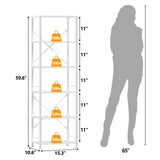 Furologee White Tall Bookshelf, Narrow Bookcase with 6 Shelves, Modern Freestanding Shelf Units, Metal and Wood Display Storage Corner Rack Organizer for Living Room, Home Office, Hallway, Bathroom Furologee