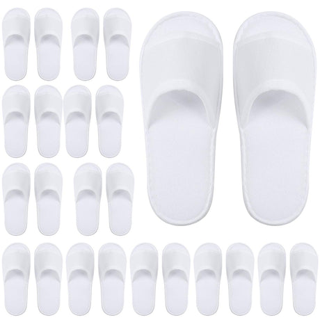 Elcoho 12 Pairs Open Toe Spa Slippers White Spa Hotel Guest Slippers for Spa, Party Guest, Hotel and Travel, Fits Most Men and Women Elcoho