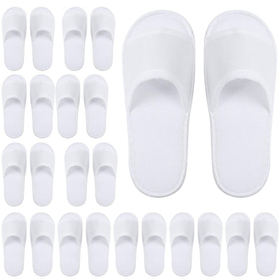 Elcoho 12 Pairs Open Toe Spa Slippers White Spa Hotel Guest Slippers for Spa, Party Guest, Hotel and Travel, Fits Most Men and Women