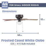 Prominence Home Alvina Traditional 44 Inch Ceiling Fan with Light, LED Flush Mount Ceiling Fan, Indoor Fan with 5 Blades, Gray Pine and Maple Brown Blade Finish Options, Bronze (51584-01) Prominence Home
