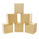 6 Pcs 2 Inch Wood Cubes, Unfinished Natural Wood Square Blocks for Arts and Crafts XYSMZM