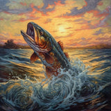 5D Diamond Art Painting Kits by Number for Adults Fishing Trout Fish Full Round Drill Diamond Art Cross Stitch Kits Color Beads Rhinestone Embroidery Craft Kits Pasting 35x35cm(f39) Generic