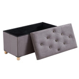 BRIAN & DANY 30 Inches Folding Storage Ottoman Bench, Ottoman with Storage for Living Room, with Wooden Feet and Lid, Grey BRIAN & DANY
