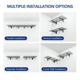 FLEXIMOUNTS Garage Wall Shelving, 2-Pack 1x3 ft, Includes 8 Bike Hooks, Wall Shelf Garage Organization System w/Bike Hangers, Garage Storage Rack, Floating Shelves, 300 lbs Weight Capacity FLEXIMOUNTS