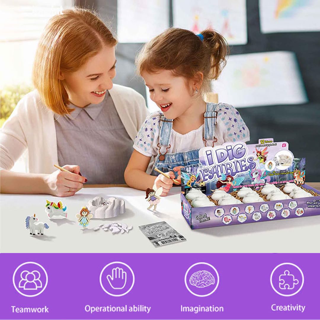 Liberty Imports 12-Pack Fairy and Unicorn Excavation Kit for Kids - Enchanted Magical Digging Adventure - Ideal Party Favors, Educational STEM Toys for Girls and Boys Liberty Imports