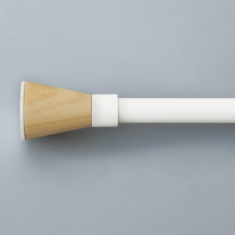 NICETOWN Curtain Rod with Wooden Taper Ends for Windows, 3/4 Inch Diameter 48-86 inches Long Drapery Window Curtain Rod Set, Modern Drapery Treatment Window Curtain Rod with Adjustable Design, White NICETOWN