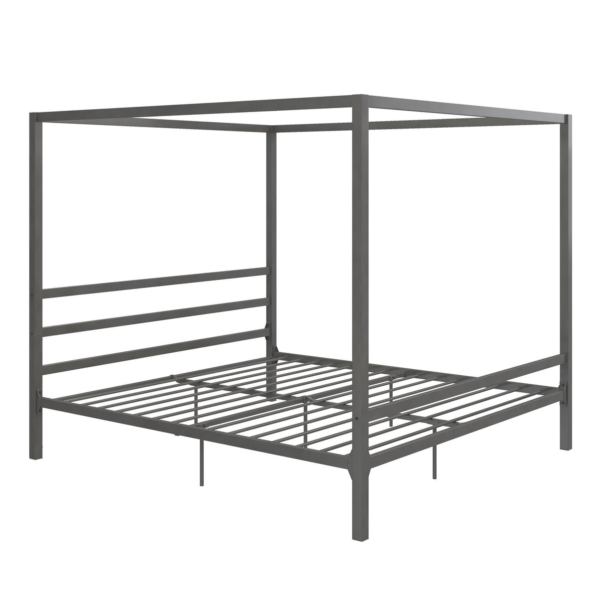 DHP King Metal Canopy Bed, Modern Design with Built-In Headboard, Sturdy Frame, No Box Spring Needed, Gunmetal Gray DHP
