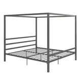 DHP King Metal Canopy Bed, Modern Design with Built-In Headboard, Sturdy Frame, No Box Spring Needed, Gunmetal Gray DHP