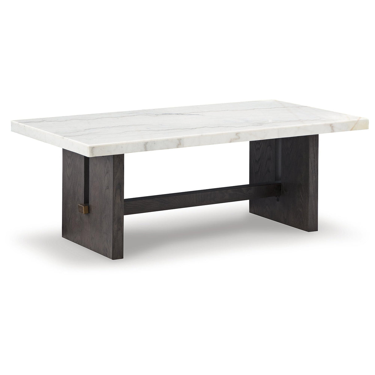 Signature Design by Ashley Burkhaus Traditional Rectangular Coffee Table with Marble Tabletop, Dark Brown & White Signature Design by Ashley