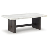 Signature Design by Ashley Burkhaus Traditional Rectangular Coffee Table with Marble Tabletop, Dark Brown & White Signature Design by Ashley