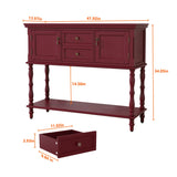 ARTPOWER Console Table with 2 Door, Open Storage Shelf and Retro Entryway Table with 2 Drawers Cabinets, Accent Table, Behind Couch Table for Living Room, Foyer and Hallway, Red ARTPOWER
