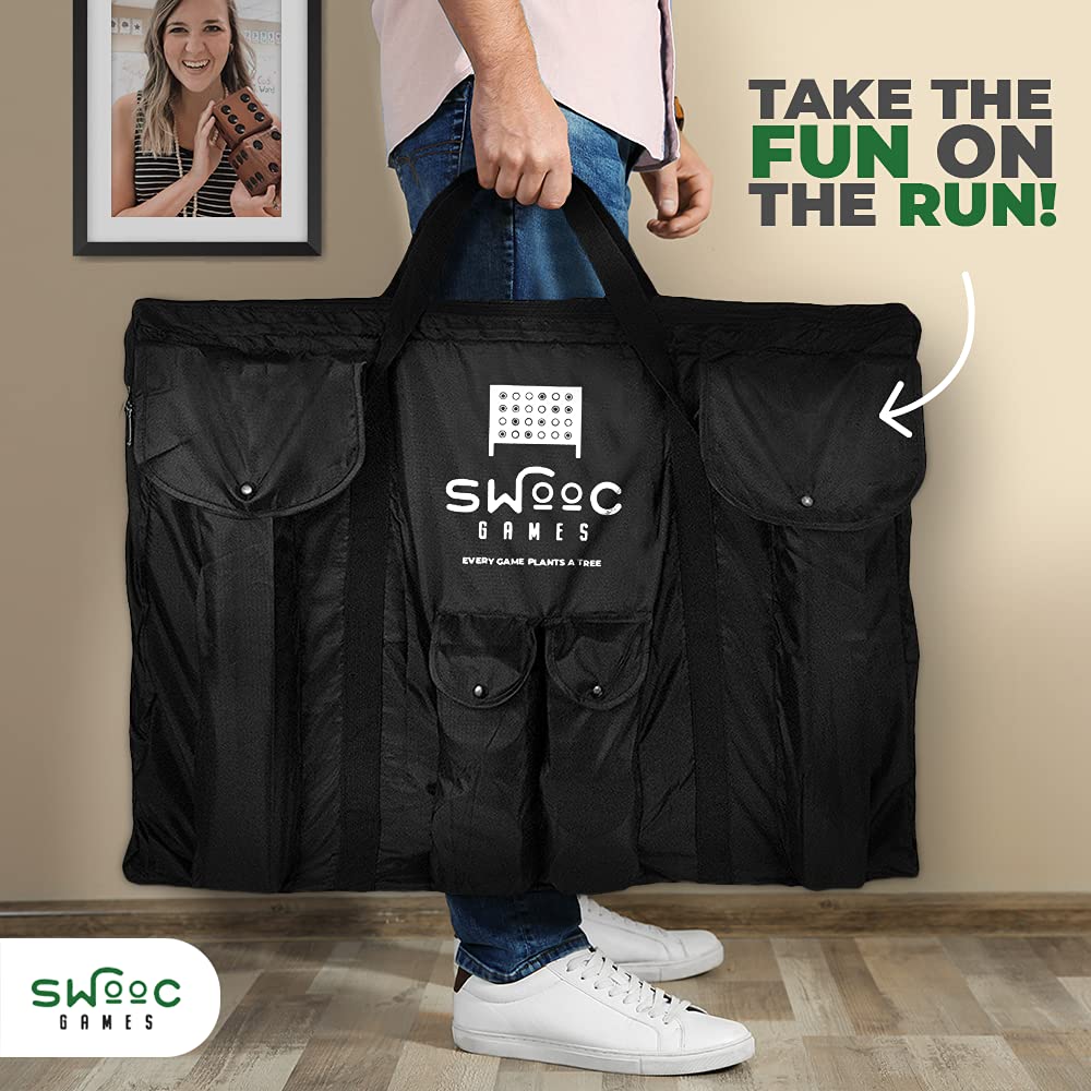 SWOOC Games - Giant Four in a Row (All Weather) with Carrying Case & 60% Quieter Design - Giant Connect - 4 Game - Giant Outdoor Games - Yard Games for Kids and Adults - Backyard Games - Giant Games SWOOC