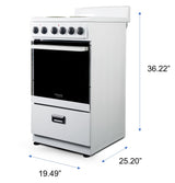 Premium Levella 20" Electric Range with 4 Coil Burners and 2.2 Cu. Ft. Oven Capacity in White PremiumLevella