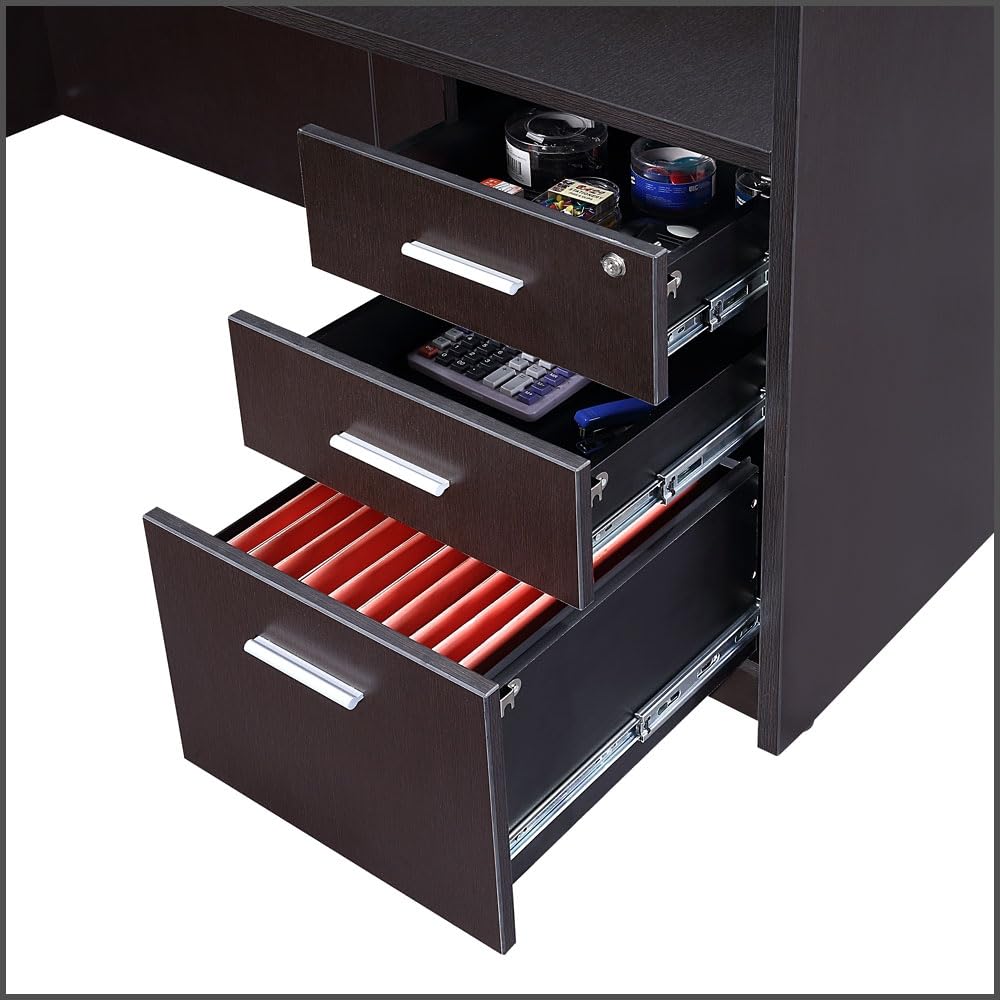 NBF L-Shaped Modern Reception Desk with Counter - 71" W x 30" D Retail Checkout Counter - Reversible Front Desk Reception Counter - Countertop Welcome Desk for Office Lobby Salon Store, Brown nbf signature series